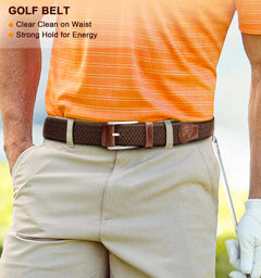 BULLIANT Stretch Belt Men,Mens Gift Woven Braided Web Belt 1 3/8 for Golf Casual Pants Shirts Jeans Dark Brown 1349 38"-42"Waist Adjustable