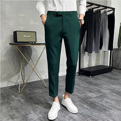 2022 Summer Fashion Mens Dark Green Suit Pants