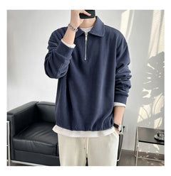 Men's Half-Zip Striped Polo Sweater